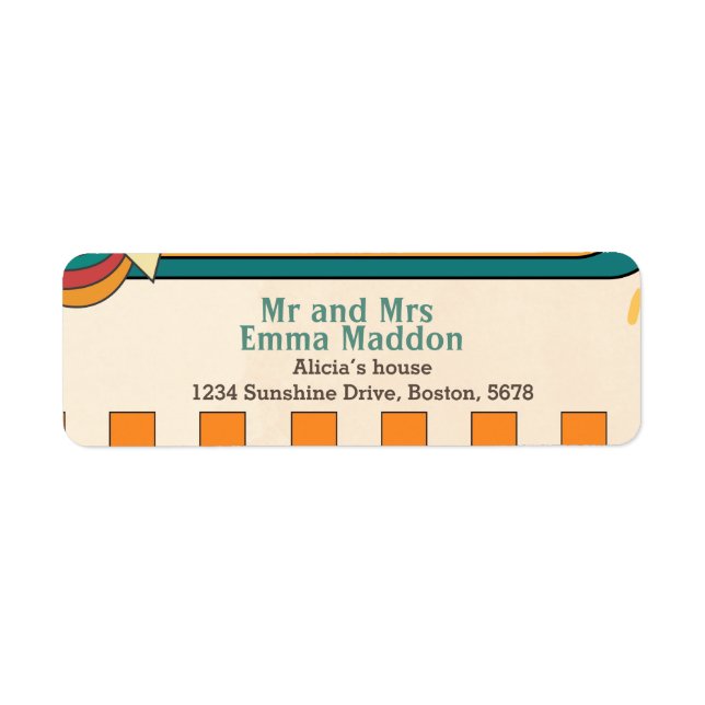 Étiquette Voici le soleil Baby shower Retro (Devant)