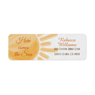 Étiquette Voici Son Sunshine Rays Baby shower Adresse