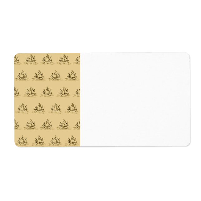 Étiquette Voilier Motif, Tan Color. (Devant)