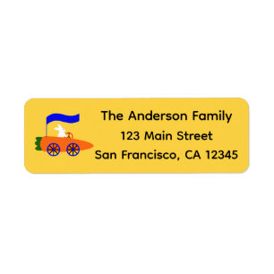 Étiquette Voiture de carottes Bunny Riding #1 Adresse de ret