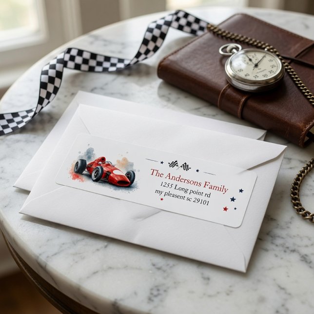 Étiquette Voiture de course de Formule vintage  (Créateur téléchargé)