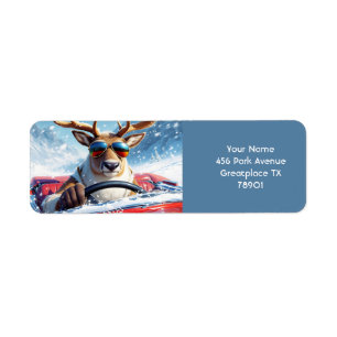 Étiquette Voiture Imaginaire Reindeer mignonne hiver