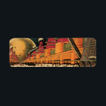 Étiquette Voiture volant vintage de science fiction futurist<br><div class="desc">illustration vintage image de science-fiction voyage et transport avec un livre classique retro sci fi milieu urbain avec une ville de l'avenir. Les bâtiments architecturaux sont en forme de cônes et les véhicules volent dans le ciel comme des oiseaux tandis que la foule se déplace à travers la métropole.</div>