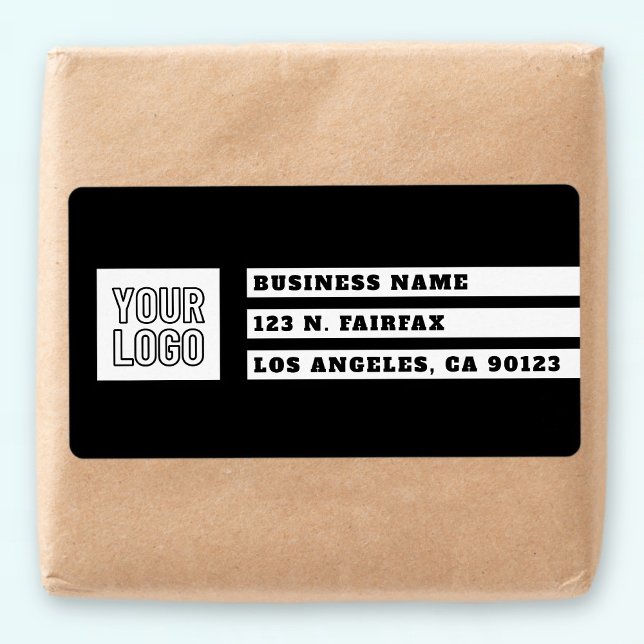 Étiquette Vos bandes géométriques du logo | Noir et blanc (Créateur téléchargé)