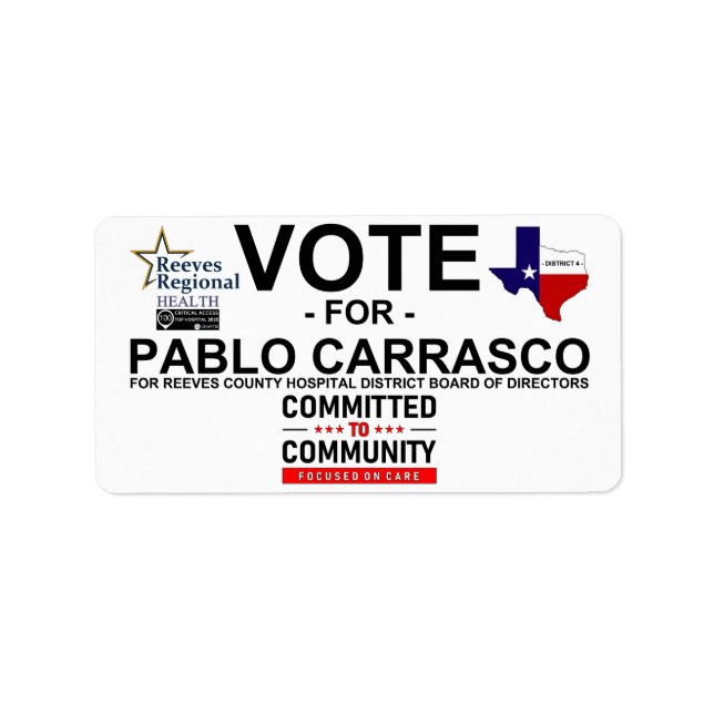 Étiquette Vote pour Pablo Carrasco (Devant)