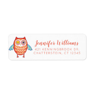 Étiquette Votre adresse de nom Cute Neon Boho Owl