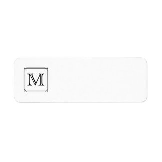 Étiquette Votre Lettre. Monogramme personnalisé. Noir et bla