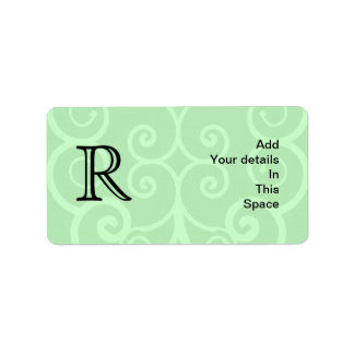 Étiquette Votre Lettre. Monogramme vert personnalisé.