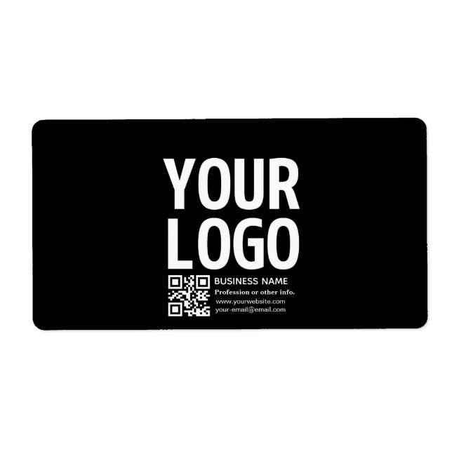 Étiquette Votre logo avec code QR et texte modifiables  (Devant)