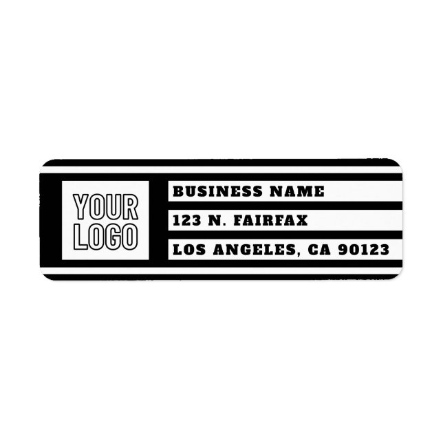 Étiquette Votre logo, bandes géométriques uniques | Noir et  (Devant)