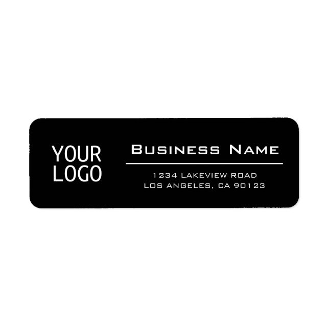Étiquette Votre logo élégant noir adresse de retour (Devant)