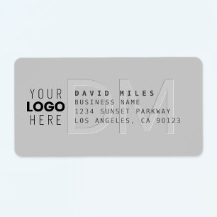 Étiquette Votre Logo et l'adresse de retour gris moderne