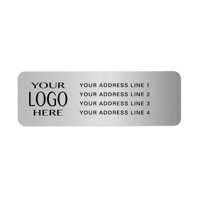 Étiquette VOTRE LOGO | Faux Silver Metal Adresse de retour (Devant)