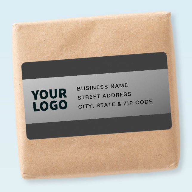 Étiquette Votre logo | Gradient gris moderne Adresse de reto (Créateur téléchargé)