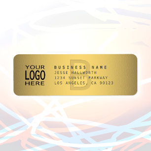 Étiquette Votre Logo & Moderne Faux Gold Adresse de retour