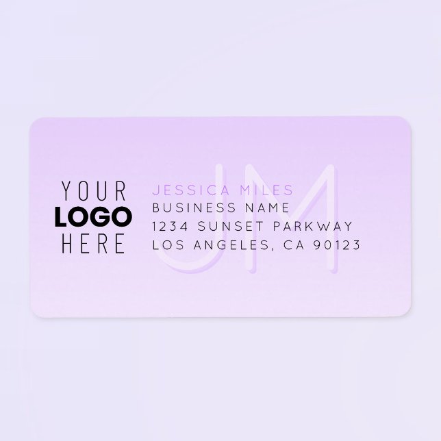 Étiquette Votre Logo & Moderne Purple Ombre Adresse de retou (Créateur téléchargé)