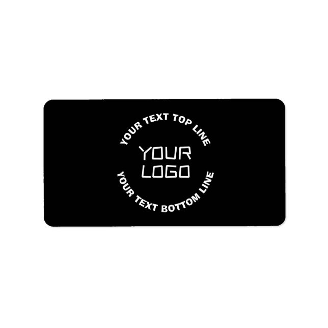 Étiquette Votre logo ou image et texte modifiable | Noir et  (Devant)
