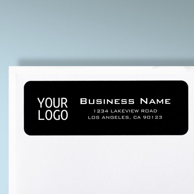 Étiquette Votre Logo Style Moderne Noir Adresse de retour (Créateur téléchargé)