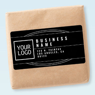 Étiquette Votre Logo Stylisé Géométrique Black Adresse de re