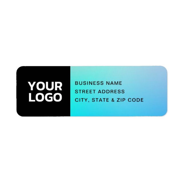 Étiquette Votre logo | Turquoise et violet délavé (Devant)