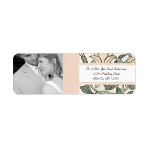 Étiquette Votre Mariage Photo Vintage Silver Peony & Green