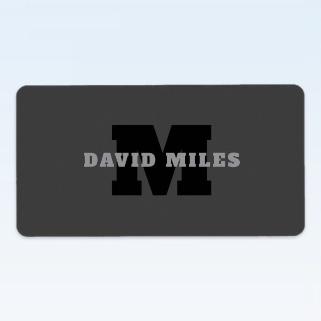 Étiquette Votre nom ou nom commercial | Masculine moderne Gr (Créateur téléchargé)