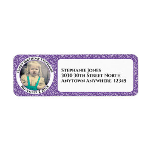 Étiquette Votre photo 40e anniversaire Numéro Patten Purple