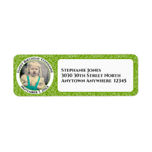 Étiquette Votre photo 50e anniversaire Numéro Patten Vert/Bl
