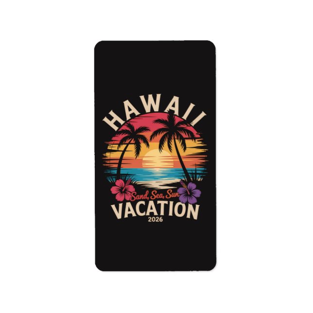Étiquette Voyage à Hawaï 2026 Vacances d'été Plage (Devant)