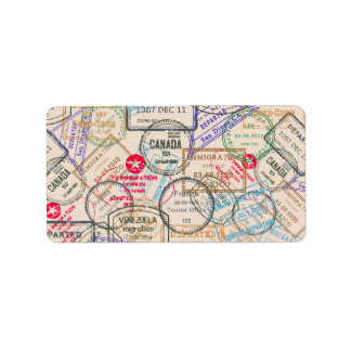 Étiquette Voyage de timbres de passeport