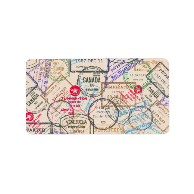 Étiquette Voyage de timbres de passeport (Devant)