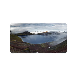 Étiquette Vue de panorama du Kamtchatka de lac de cratère d