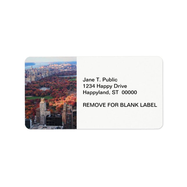 Étiquette Vue d'en haut : Automne à Central Park 01 (Devant)