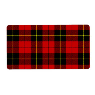 Étiquette Wallace tartan rouge noir plaid