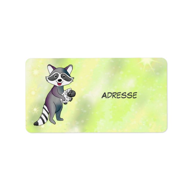 Étiquette Waschbär mit Schaf Aufkleber (Devant)