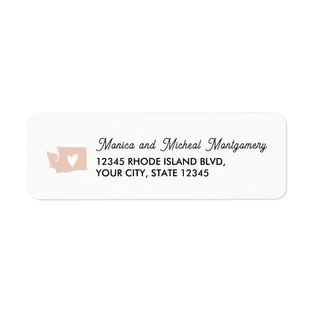 Étiquette WASHINGTON State Map with Heart - N'IMPORTE QUELLE (Devant)