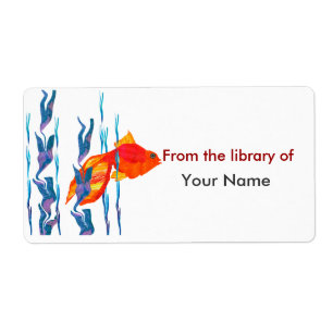 Étiquette Watecolor mignon Poisson rouge Digital Quilt