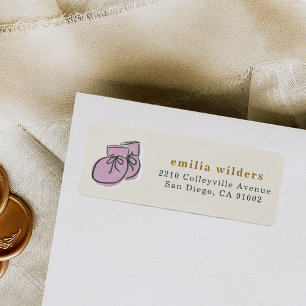 Étiquette Watercolor Baby Booties Baby shower Adresse de ret