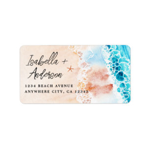 Étiquette Watercolor Beach Adresse de retour