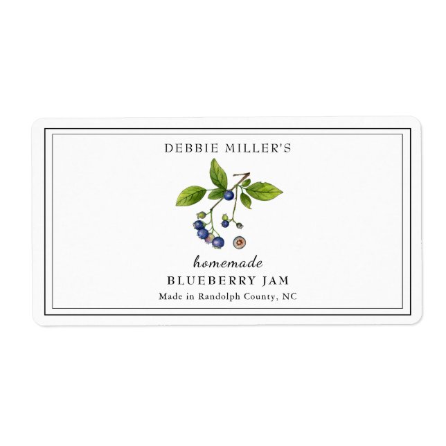 Étiquette Watercolor Blueberry Jam Rectangular  Label (Devant)