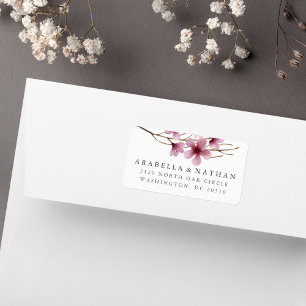 Étiquette Watercolor Cherry Blossoms Return Address