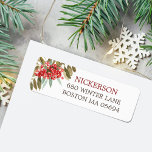 Étiquette Watercolor Christmas Berries Adresse de retour<br><div class="desc">L'étiquette d'adresse de retour comporte des baies de Noël aquarelle et de la typographie classique. Envoyez-moi un courriel à JMR._Designs@yahoo.com si vous avez besoin d'aide ou si vous avez une demande spéciale.</div>