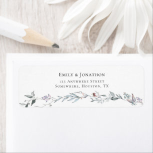Étiquette Watercolor Feuilles Berry Winter Nom de retour Adr