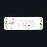 Étiquette Watercolor Flamant rose Tropical Christmas Adresse<br><div class="desc">Jolie aquarelle flamingo et verdure d'hiver étiquettes de adresse de vacances.</div>