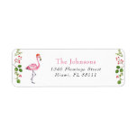 Étiquette Watercolor Flamant rose Tropical Christmas Adresse<br><div class="desc">Jolie aquarelle flamingo et verdure d'hiver étiquettes de adresse de vacances.</div>