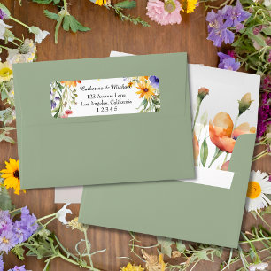 Étiquette Watercolor Fleurs sauvages Jardin Printemps mariag