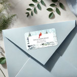 Étiquette Watercolor Forest Winter Christmas Return Adresse<br><div class="desc">Conçu pour se coordonner avec ma collection Winter Wonderland, ce étiquette de adresse de Noël présente une élégante scène de forêt d'aquarelles en bleu pâle, ornée de pins et d'un cardinal rouge. Personnalisez ce étiquette de adresse de famille avec votre nom et votre adresse, ce qui le rend parfait pour...</div>