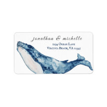 Watercolor Humpback Whale Nautical Beach Adresse