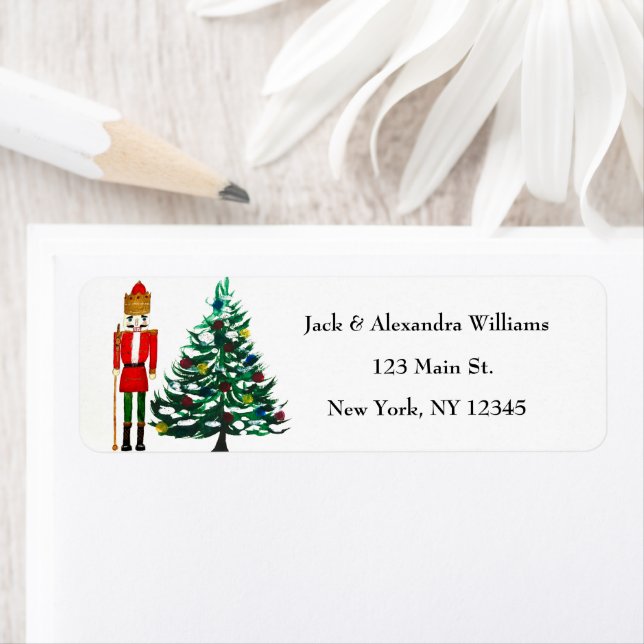 Étiquette Watercolor Nutcracker Christmas Adresse de retour (En situation)