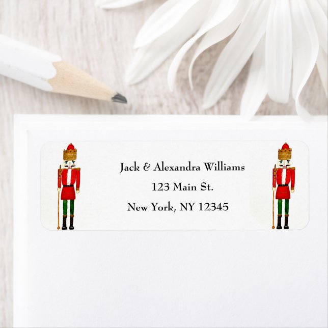 Étiquette Watercolor Nutcracker Christmas Adresse de retour (En situation)